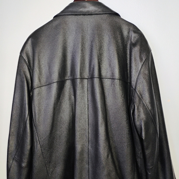SOLD Dockers Black Lamb Leather Button Up Coat Jacket Mens Size Large - Picture 6 of 16
